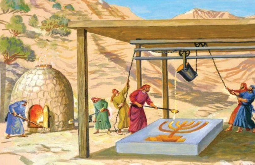 De que forma foi produzido o Candelabro de Ouro do Tabernáculo?